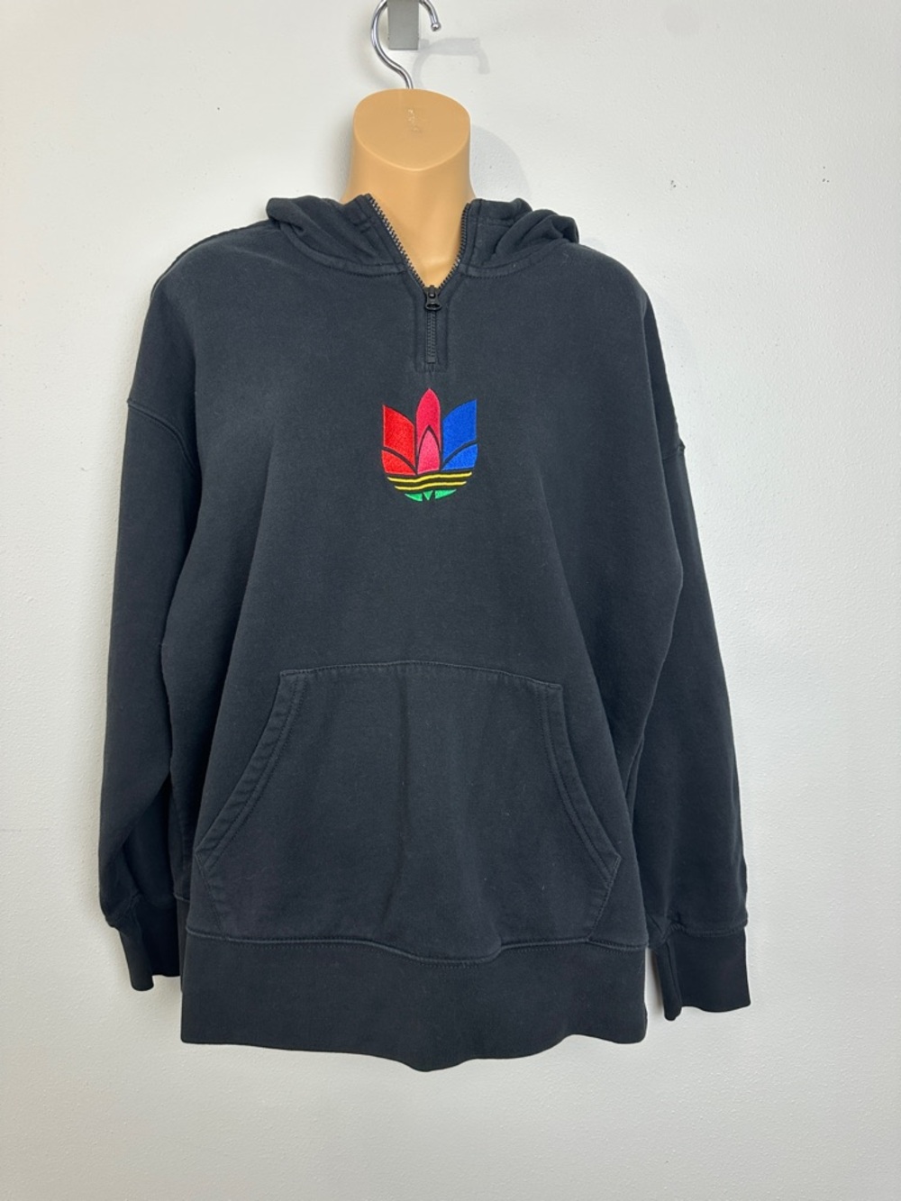 adidas Black Zip Hoodie with Trefoil Label